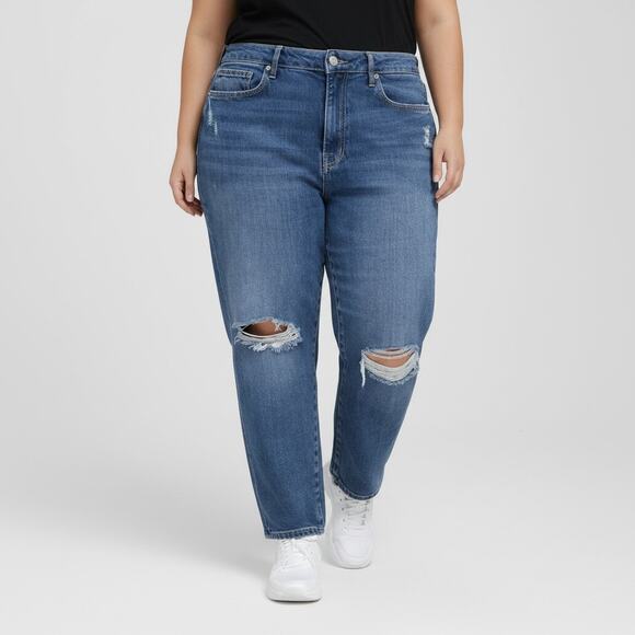 Good American Always Fits Good Legs Straight Jeans 14–18 Indigo Mid-Rise NWT - Picture 1 of 8